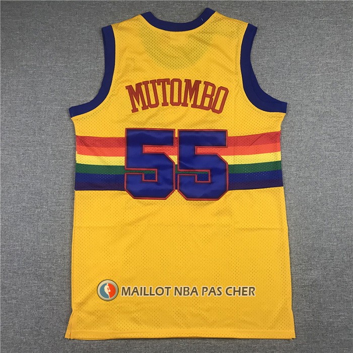 Maillot Denver Nuggets Dikembe Mutombo NO 55 Mitchell & Ness 1991-92 Jaune